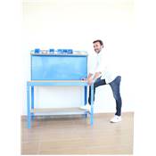 Établi métal anthracite bois capacité charge 600 kgs dim.1445x1210x610mm à visser