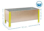 Jardinière en métal vert contenance 140L dim.410x900x600mm à visser