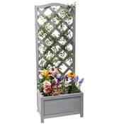 Jardinière en bois de sapin avec treillis 30x45 hauteur 120cm gris