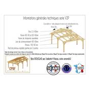 Abri Deux Pentes, Bois DOUGLAS Français, Carport, Auvent, Abri voiture