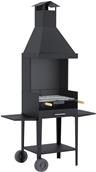 Barbecue avec hotte sur chariot en acier au carbone cuisson 58,5x40cm