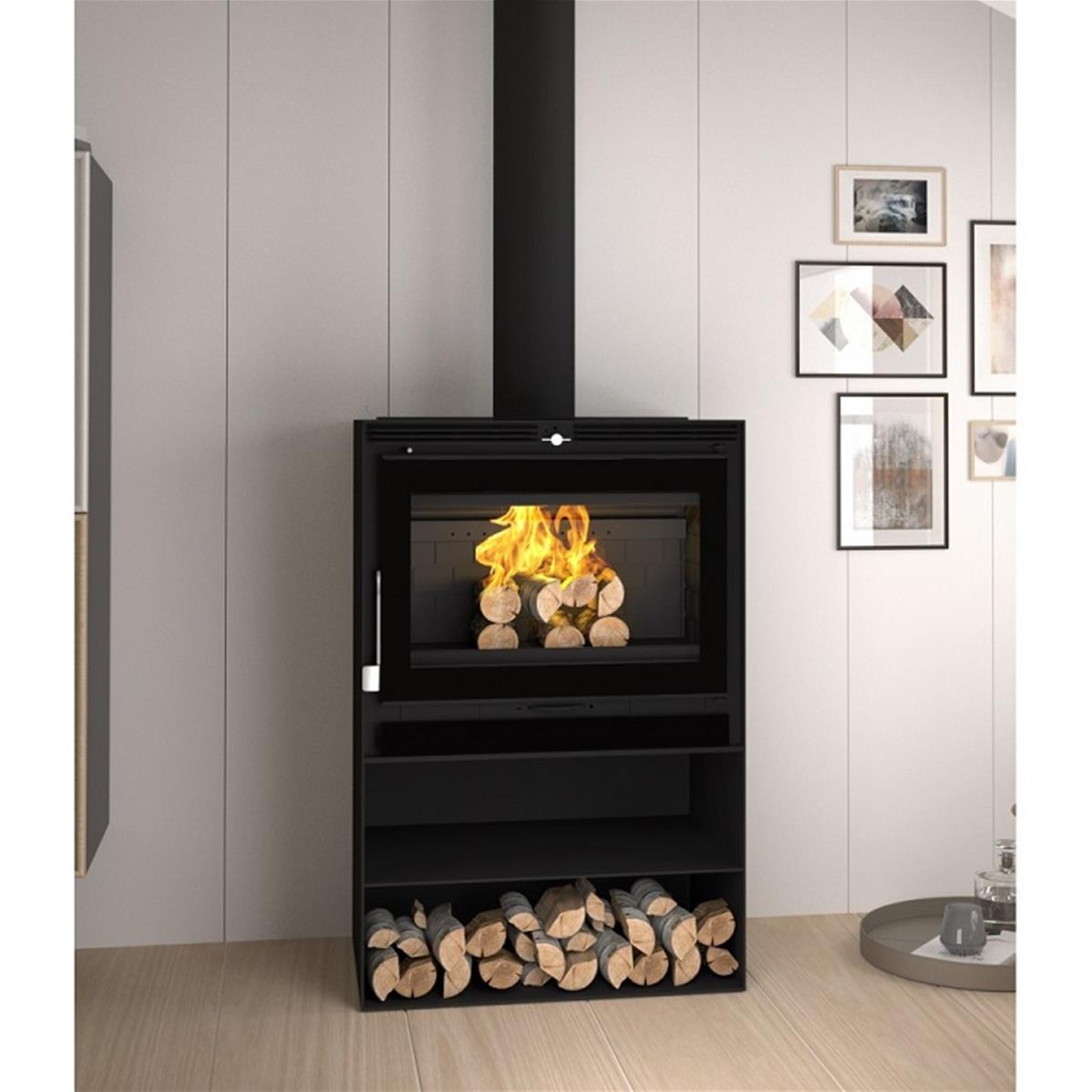Poêle à bois en acier avec turbine tangencielle et triple combustion 11.5 Kw FM