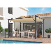 Pergola aluminium structure gris anthracite 12 m² toile d'ombrage