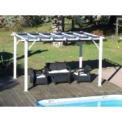 Pergola aluminium structure blanche 12 m² toile d'ombrage