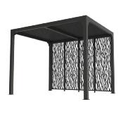 Pergola bioclimatique aluminium anthracite 7.20 m² 4 moucharabieh grd côté