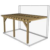 Pergolas Adossée Bois Douglas France Carport-Auvent terrasse 750x450cm H 250cm