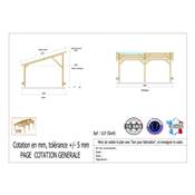 Abri 1 pente Bois Douglas France Carport Auvent voiture 500x450cm H 250cm