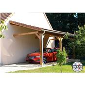 Abri 1 pente Adossé Bois Douglas France Carport Auvent voiture 300x450cm H 250cm