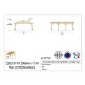 Abri 2 pentes Bois Douglas France Carport Auvent voiture 750x950cm H 250cm