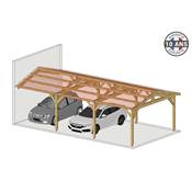 Abri 2 pentes Adossé Bois Douglas France Carport Auvent voiture 300x800cm H 250cm