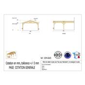 Abri 2 pentes Adossé Bois Douglas France Carport Auvent voiture 600x550cm H 250cm