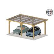 Abri Toit Plat Bois Douglas France Carport Auvent voiture 300x550cm H 250cm