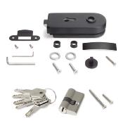 Serrure porte verre cadre bois cylindre clés porte verre 8-12mm acier alu. noir