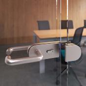 Kit serrure gâche doubles loquet horizontal porte verre 8-12mm acier finition inox