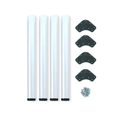 Lot 4 pieds table diam. 60mm H 830mm Acier blanc