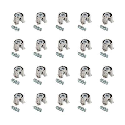 Lot 20 attaches goujons fixation tablette diam. 20mm 12.5mm goujons diam. 6mm 8mm Acier