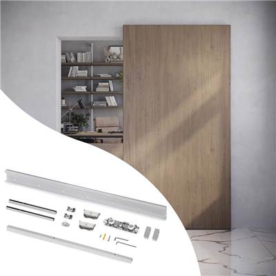 Kit quincaillerie porte coulissante bois Wall fermeture souple Acier alu. plastique