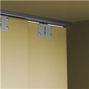 Kit 2 portes coulissantes Flow ferrures armoires fermeture souple rails surface 2,35m anodisé mat