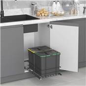 Poubelle recyclage Recycle cuisine 2 x 16 L fixation bas extraction manuelle Anthracite