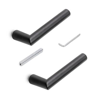 Poignées serrures portes verre intérieur Modèle L-R alu. Noir