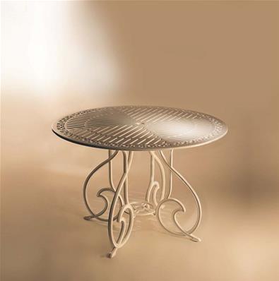 Table de jardin, collection Gaudi-Marbella, diamètre 90cm ronde, couleur vert