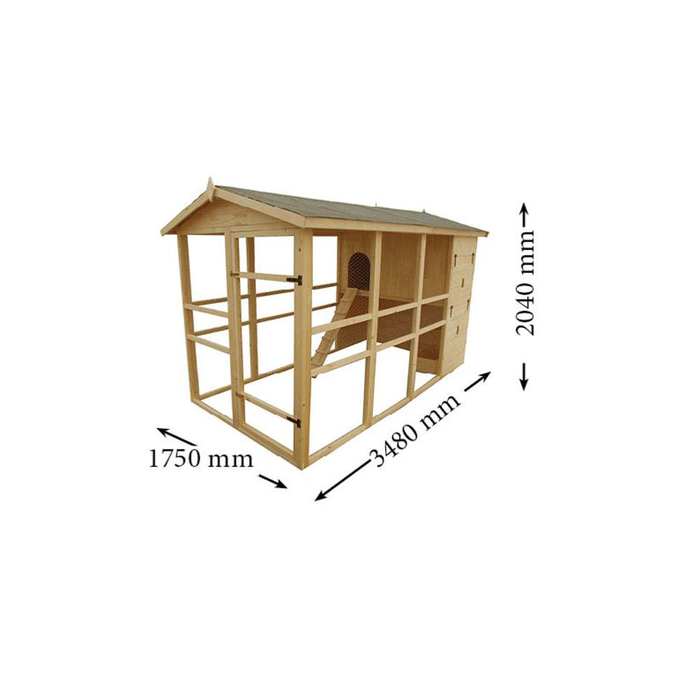 Poulailler en bois FSC pour 2 poules, teinte naturelle Habrita