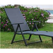 2 Bains de soleil pliables anthracite tissus gris foncé, MELIDE