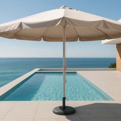 Parasol professionnel droit rond diamètre 400cm mât 80mm blanc tissus blanc