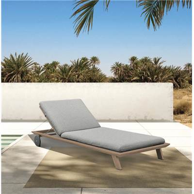 Bain de soleil Alu. sur roues Imitation bois tissus beige 1 places 210x88.5x53cm