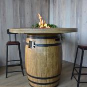 Pack Table Lafite Barrel Chemine, Brasero, gaz imitation tonneau toutes options