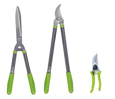 Lot 3 outils de jardinage coupants : secateur 8 + cisaille haies + coupe branches