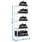 Étagère en métal  5 étagères charge 100 kgs dim.1802x1100x310mm à visser