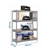 Étagère en métal galva bois 4 étagères charge 300 kgs dim.2000x1200x450mm sans vis