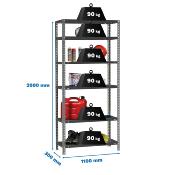 Étagère en métal anthracite 6 étagères charge 90 kgs dim.2000x1100x300mm à visser