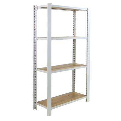 Étagère en métal blanc nodi 4 étagères charge 200 kgs dim.1500x1600x300mm sans vis