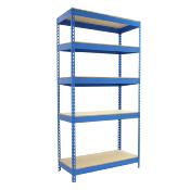 Étagère en métal bleu bois 5 étagères charge 300 kgs dim.1975x1210x460mm sans vis