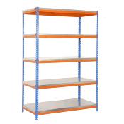 Étagère en métal bleu orange galva 5 étagères 300 kgs dim.2000x1000x600mm sans vis
