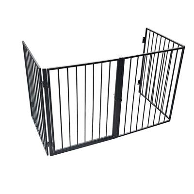 Barrière de sécurité barreaux métal 76x240cm 4 panneaux cheminée poêle noir