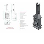 Cheminée à bois en acier avec four supérieur, bûcher inférieur 15 Kw