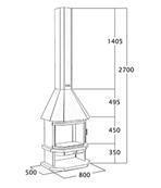 Cheminée de face avec porte en verre et cadre anthracite 18 Kw