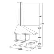 Cheminée de coin avec porte en verre et cadre anthracite 14 Kw