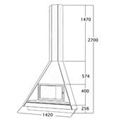 Cheminée d'angle avec porte en verre et cadre anthracite, rebord en marbre travertin 10.5 Kw