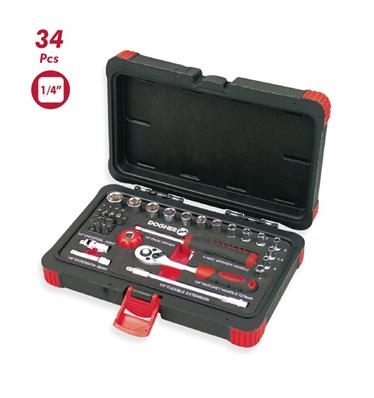 Coffret à douilles hexagonales 34 pièces Emmanchement 1/4