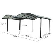 Double Carport Aluminium toit demi rond coloris gris anthracite surface ext. 28,62 m2