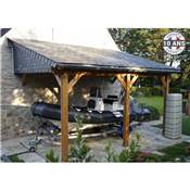 Abri 1 pente Adossé Bois Douglas France Carport Auvent voiture 500x550cm H 250cm