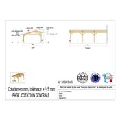 Abri 2 pentes Faitage Décalé Adossé Bois Douglas France Carport Auvent voiture 500x950cm H 250cm