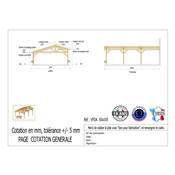 Abri 2 pentes Faitage Décalé Adossé Bois Douglas France Carport Auvent voiture 650x1050cm H 250cm