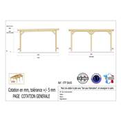 Abri Toit Plat Bois Douglas France Carport Auvent voiture 500x500cm H 250cm