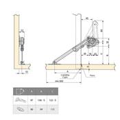 Jeu compas porte relevable NSDX force 20-70kgxcm Acier Zamak nickelé