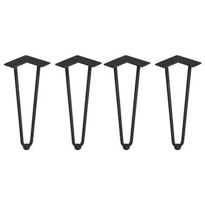 Lot 4 pieds Hairpin 2 s par fils table haut. 400mm Acier noir